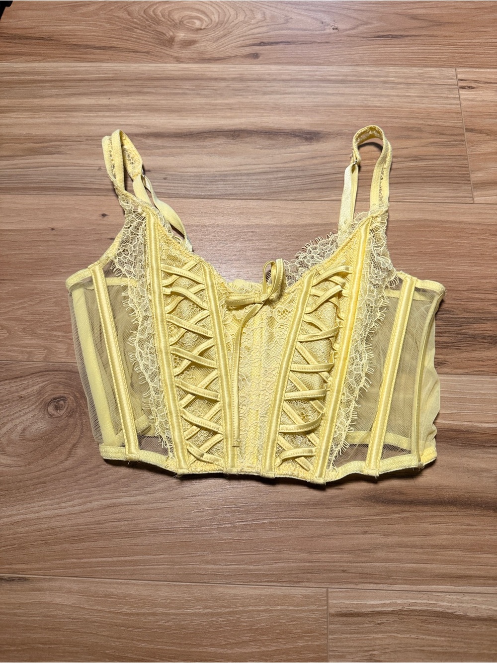 Victoria's Secret Yellow Lace Corset Bralette